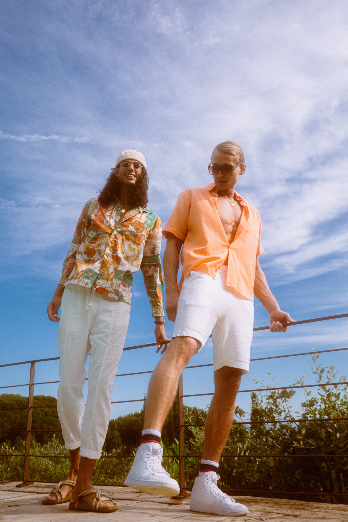 Men in Summer Dress Shirts Outdoors